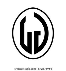 Black monogram curved oval shape initial letter lj logo vector