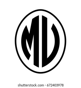 Black monogram curved oval shape initial letter mv logo vector