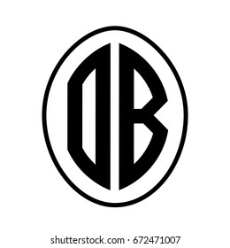 Black monogram curved oval shape initial letter ob logo vector