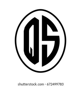 Black monogram curved oval shape initial letter qs logo vector