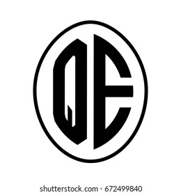 Black monogram curved oval shape initial letter qe logo vector