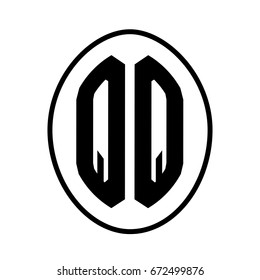 Black monogram curved oval shape initial letter qq logo vector