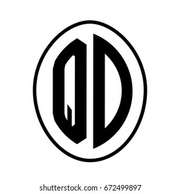 Black monogram curved oval shape initial letter qd logo vector