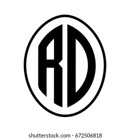 Black monogram curved oval shape initial letter rd logo vector