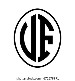 Black monogram curved oval shape initial letter vf logo vector