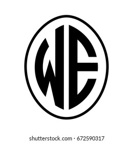 Black monogram curved oval shape initial letter we logo vector