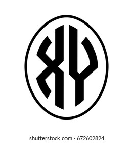 Schwarzes Monogramm gekrümmte ovale Form Anfangsbuchstabe xy Logo Vektor