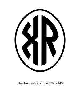 Black monogram curved oval shape initial letter xr logo vector