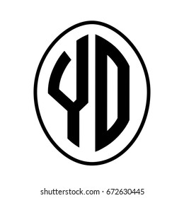 Black monogram curved oval shape initial letter yo logo vector
