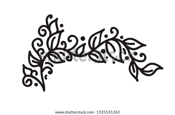 Black monoline flourish vintage\
monogram vector with leaves and flowers. Corners and dividers for\
Valentines Day, wedding, birthday greeting card, book, web\
design.