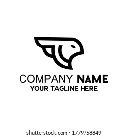 black monoline logo eagle vector