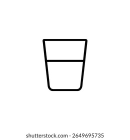 A black monoline stroke depicts a tumbler glass half-filled with liquid, indicating a drink.