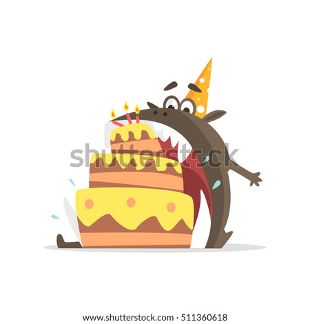 Black Monster Eating Party Cake In One Gulp