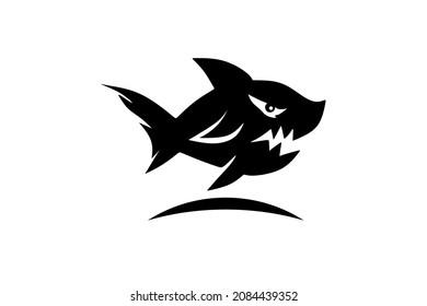 black monster fish logo design illustration vector