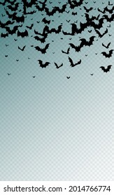 Black Monster Halloween Vector Transparent Background. Dracula Shadow Frame. Fly Flock Banner. Horror Design.
