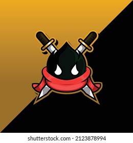 
black monster knight sword with red scarf vector character