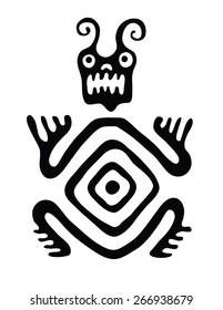 black monster in native style, vector illustration