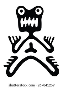 monstruo negro en estilo nativo, ilustración vectorial