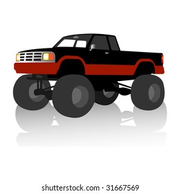 black monster truck, vector illustration