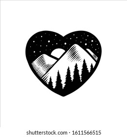 Black Montain Love Logo Vector