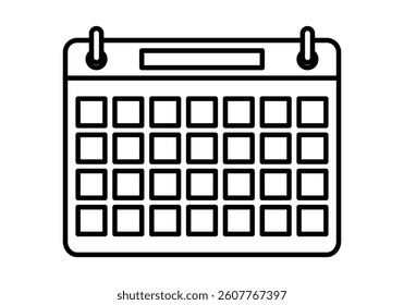 Black monthly calendar icon on white background