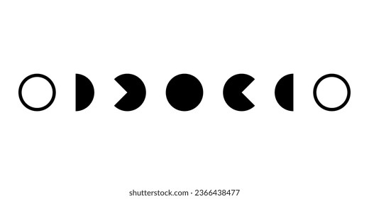 Black moon different phases or lunar phase waxing and waning flat vector icon design