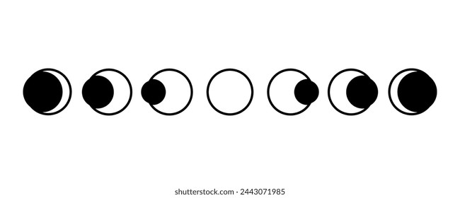 Black moon different phases or lunar phases flat vector icon design