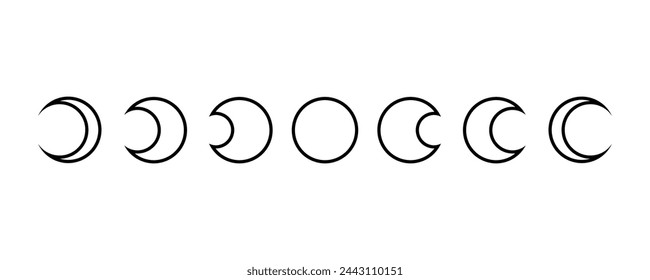 Black moon different phases or lunar phases outline vector icon design
