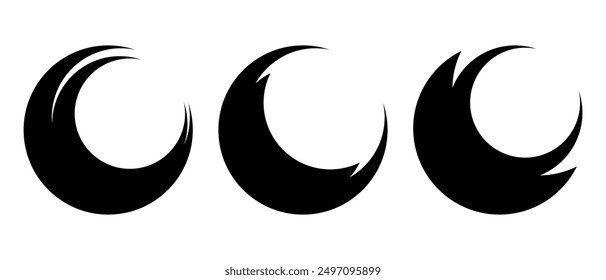 Luna negra en estilo gótico. Luna para el diseño. Camiseta estampada en estilo gótico moderno. Ilustración vectorial aislada sobre fondo blanco.