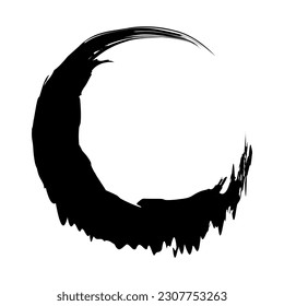 Black moon in grunge brush stroke style. Goth moon for design and prints. Vector illustration isolated on white background.