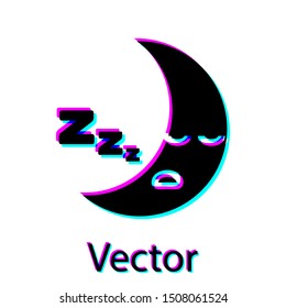 Black Moon icon isolated on white background. Cloudy night sign. Sleep dreams symbol. Night or bed time sign.  Vector Illustration