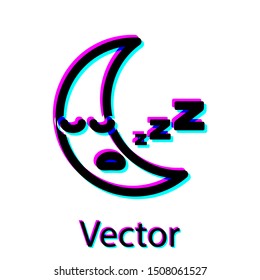 Black Moon icon isolated on white background. Cloudy night sign. Sleep dreams symbol. Night or bed time sign.  Vector Illustration