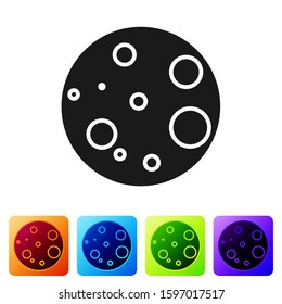 Black Moon icon isolated on white background. Set icons in color square buttons. Vector Illustration