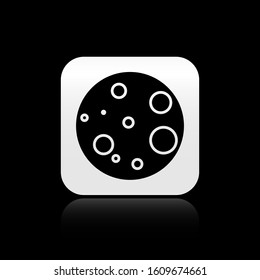 Black Moon icon isolated on black background. Silver square button. Vector Illustration