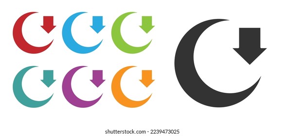 Black Moon icon isolated on white background. Set icons colorful. Vector