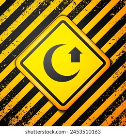 Black Moon icon isolated on yellow background. Warning sign. Vector