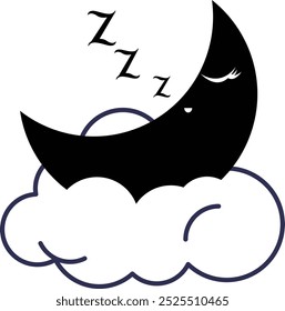 Black Moon icon isolated on white background. Cloudy night sign. Sleep dreams symbol. Night or bed time sign. Vector Illustration