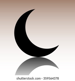 Black Moon icon. Vector illustration with reflection