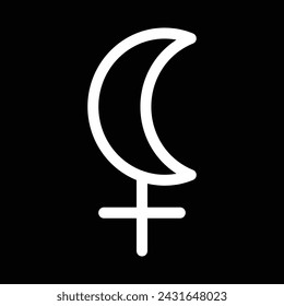 black moon lilith symbol with black background icon design
