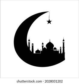 black and moon mosque vector design