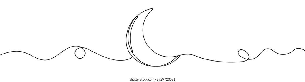 Luna negra en un estilo de arte de línea. Dibujo de la luna con trazo editable sobre fondo blanco. Ilustración vectorial.