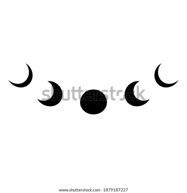 Black moon phase logo.\
Simple moon symbol isolated icon. lunar phases graphic element Moon\
cycle Vector