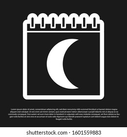 Black Moon phases calendar icon isolated on black background.  Vector Illustration