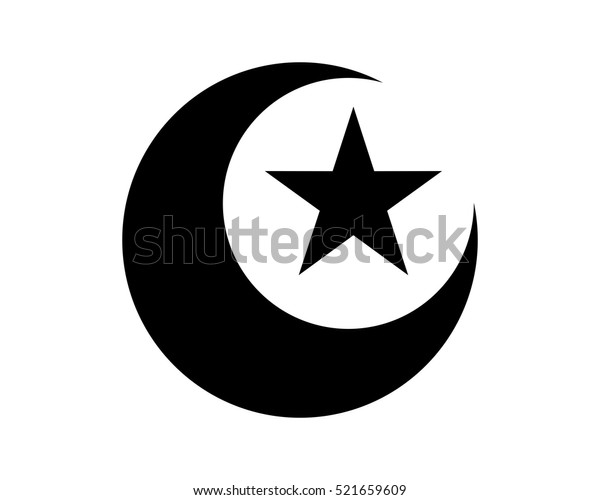 黒い月の星のイスラム教イスラム教のイスラム教のシルエットアイコン画像ロゴシンボル のベクター画像素材 ロイヤリティフリー