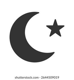 Black moon and star night icon

