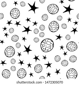 Black moon star seamless Halloween on white background. Night stars pattern vector background. Baby illustration. Space travel. Astronomy galaxy illustration vector