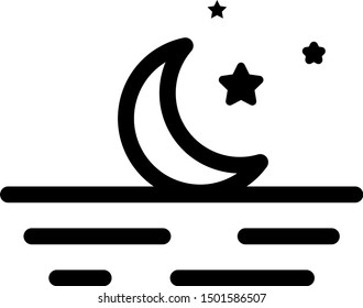 Black Moon and stars icon isolated on white background.  Vector Illustration