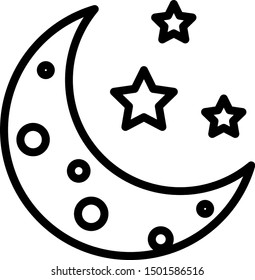 Black Moon and stars icon isolated on white background.  Vector Illustration