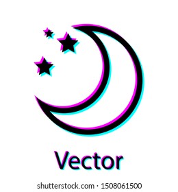 Black Moon and stars icon isolated on white background.  Vector Illustration
