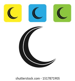 Black Moon and stars icon isolated on white background. Set icons colorful square buttons. Vector Illustration